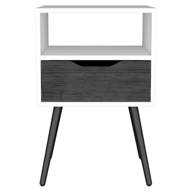 TUHOME Otom Nightstand - Ash / White Engineered Wood - For Bedroom