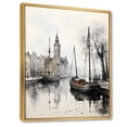 thumbnail image 2 of Designart "Reflections in Monochrome Grey Canal Mood III" Cityscapes Floater Framed Wall Decor, 2 of 7