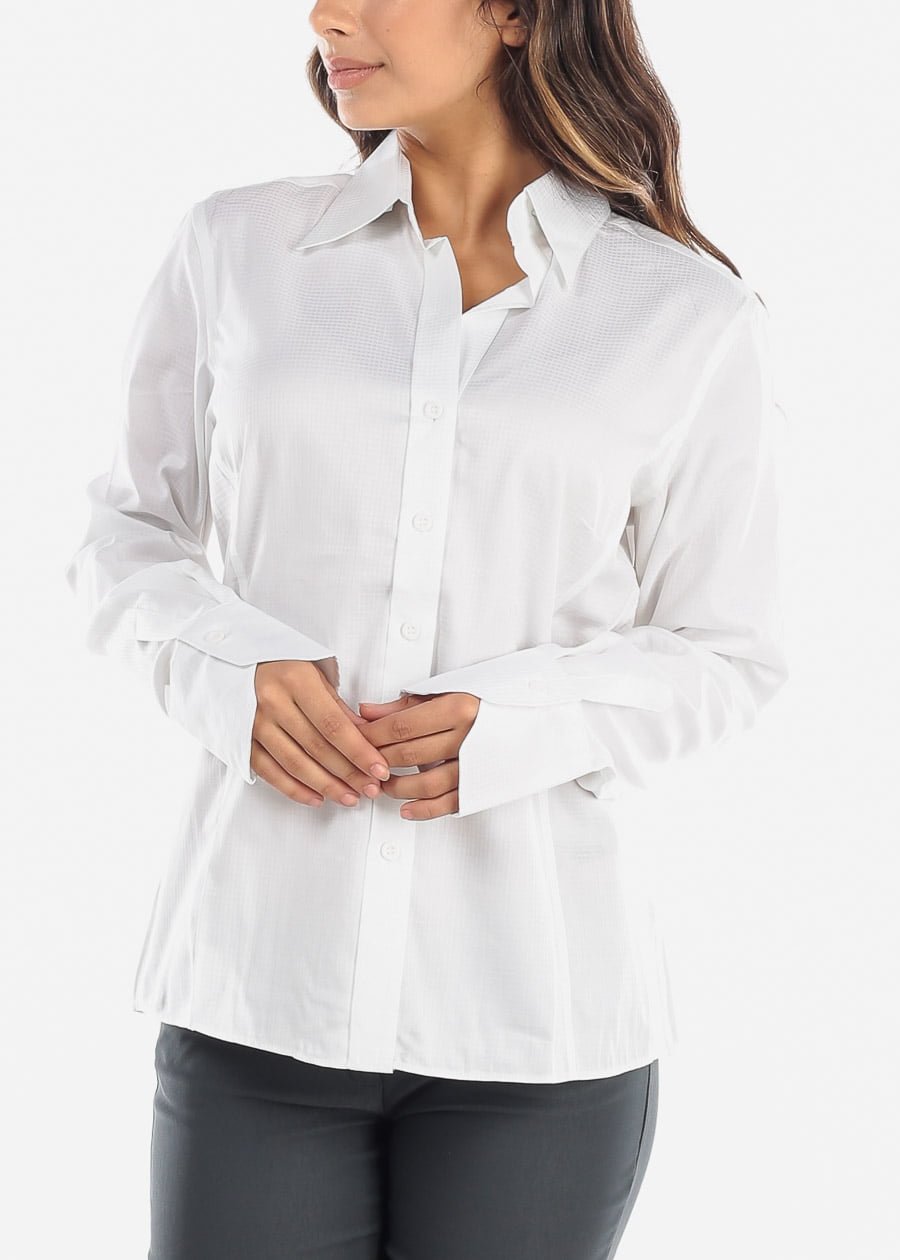 ModaXpressOnline - Womens Long Sleeve Shirt Button Up Career Wear ...