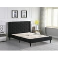 thumbnail image 5 of Queen Upholstered Platform Bed Frame with 45" Tall Headboard - Button Tufted Linen Bed - Black - Oliver & Smith - Kendall, 5 of 7