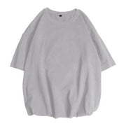 iOPQO Mens T Shirt Men's Oversized T-shirt Lifestyle Apparel Workout And Fitness Casual -hop TopSummer Tops Mens Shirts Grey 3XL