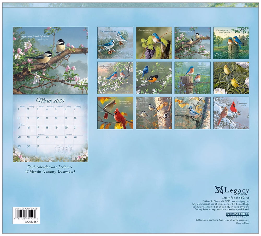 Calendar2020Songbirds Of Faith (13.66" X 12")