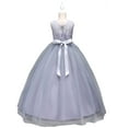 thumbnail image 2 of IBTOM CASTLE Little Big Girls Vintage Lace Junior Bridesmaid Dress Floor Length Dance Ball Pageant Maxi Gown for Party Wedding 9-10 Years Gray, 2 of 8