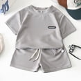 thumbnail image 4 of NIEWTR Boys Clothes Daily Casual Short Sleeve Top + Elastic Waist Shorts 2 Pieces Outfit Set(A01-Grey,7-8 Years), 4 of 4