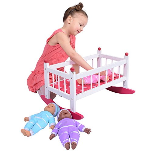 Girls Rocking Bed Cradle for Dolls Baby Carrier 