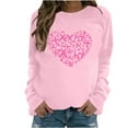 thumbnail image 3 of VKOYWKM Breast Cancer Survivor T Shirts for Women Breast Cancer Awareness T Shirt Long Sleeve Pink Ribbon Print Shirt Crew Neck Loose Fit Cancer Awareness Tee Tops, 3 of 5