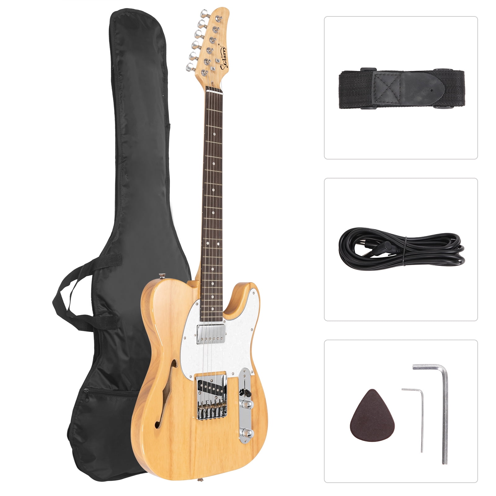 GLARRY SemiHollow Electric Guitar Rosewood Fingerboard with Bag