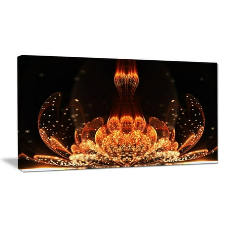 - Design Art Bright Orange Glossy Fractal Flower Large Floral Graphic Art on Wrapped Canvas