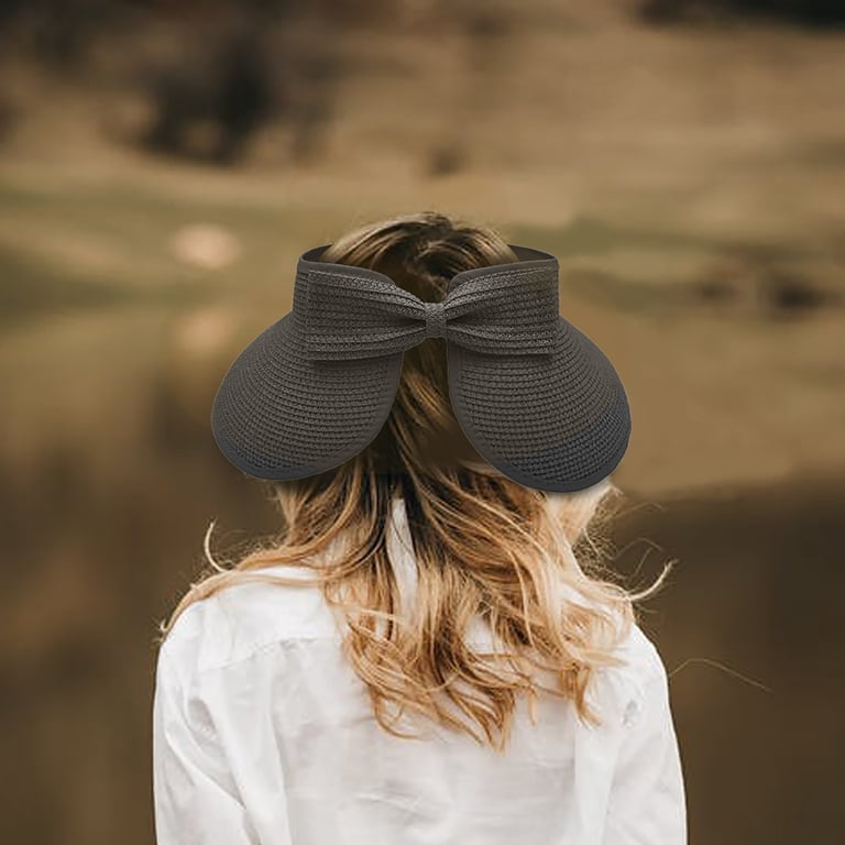 Wide Brim Sun Visor Hats UPF 50+ Foldable Straw Beach Hat Adjustable Travel Women Straw Sun Visor, Wide Brim UPF 50+ UV Protection hat  main image 2