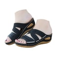 thumbnail image 1 of PMUYBHF Sandales d'Été pour Femmes Plateforme Brodée de Poissons Sandales à Bouche Multicolore Pantoufles Sandales Compensées pour Femmes Sandales à Talons Transparents à Rayures pour Femmes, 1 of 4