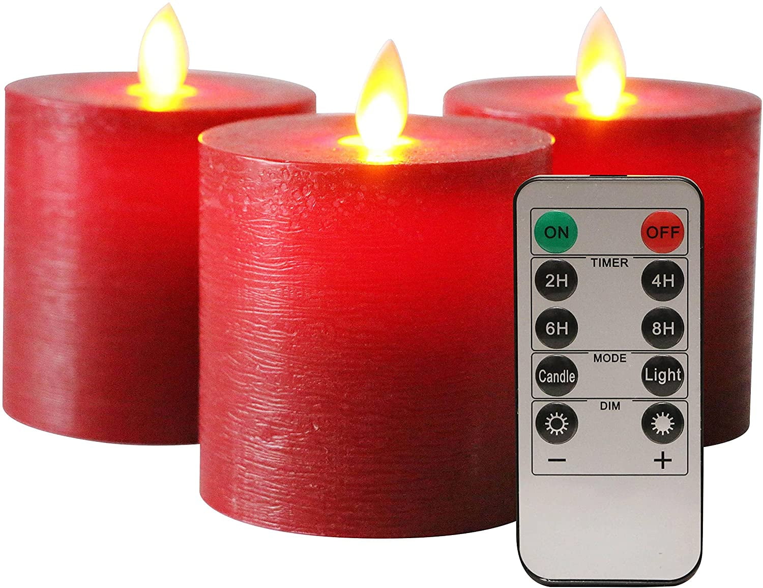 stole Retouch med sig Red flameless Candles, Red Candles Battery Operated LED Pillar Candles with  Moving Flame Wick with Remote Timer,Pack of 3 - Walmart.com