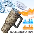 thumbnail image 5 of 40oz Tumbler with Handle and Straw, Vacuum Insulated Stainless Steel Travel Mug, Fits Car Cup Holder, Camo Print, 5 of 6