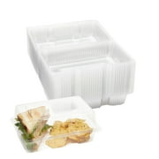50 Pack Clear Disposable Food Containers with Hinged Lids, 9x6x4 Inch Plastic Take Out Boxes