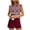 G#Red, variant on Summer Sets for Women Printed Floral Two Piece Matching Vacation Sets Pleated Front Cap Sleeve Tops and Drawstring Waist Shorts