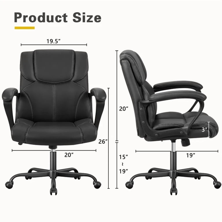 Furmax Mid-Back Ergonomic Executive Office Chair, Black photo 6