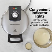 Hamilton Beach Belgian Waffle Maker with Nonstick Plates, Waffle Iron with Compact Storage, Stainless Steel