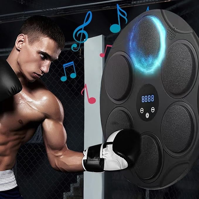 RKXQT Music Boxing Machine, Smart Bluetooth Boxing Pad Wall Mounted with 2 Gloves, Supports Bluetooth, Adjust Lights, Home Smart Boxing, Boxing Training Machine for Home, Gym