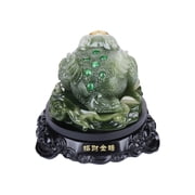 Feng Shui Decor Money Frog Statue for Attracting Wealth and Good Luck, Resin Jade-Like Three-Legged Toad with Coin and Rotating Base, Chinese Lucky Frog Office Decorations for Home, Desk, Living Room