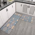 thumbnail image 3 of Bohemian Retro Geometric Patterns Kitchen Rugs and Mats Sets Of 2,Kitchen Decoration Rugs,Rubber Backing Non-Slip Floor Mat for Sink Washable Waterproof Laundry Room Runner Rugs, 3 of 7