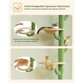 thumbnail image 4 of PETEPELA Floor to Ceiling Cat Tree [87"-100"] Height Adjustable, 5 Levels Cactus Cat Tower with Cat Perch&Replaceable Hammock(Visible Acrylic Bowl), 4.1" Super Robust Cat Scratcher Green, 4 of 7