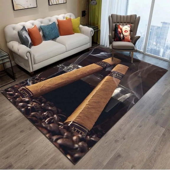 Tobacco Cigar Smoke Series Drink Area Rug Carpet Rug for Living Room Bedroom Sofa Doormat ration Kid Play Non-slip Floor Mat