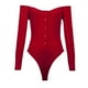 thumbnail image 1 of Body de manga larga para mujer, cuello de una línea, botón de color sólido, mono ajustado Sexy Pompotops ulkah944920, 1 of 3