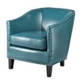 thumbnail image 3 of Accent Barrel Chair, Faux Leather Club Chair, Modern Upholstered Side Chair, Single Sofa Chair with Arm for Living Room Bedroom and Study, Blue, 3 of 5