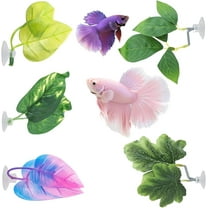 JUMRHFAN 5 PCS Betta Fish Leaf Pad, Betta Bed Leaf Hammock, Realistic Fish Tank Decorations with Suction Cup for Sleeping Resting Hiding Playing Breeding, Colorful Design Natural Habitat