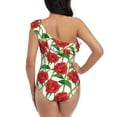 thumbnail image 5 of Sikiie Rose Flowers Print Women One Piece Swimsuits Tummy Control One Shoulder Bathing Suits Ruffle Swimwear, From S to XXL-Large, 5 of 6