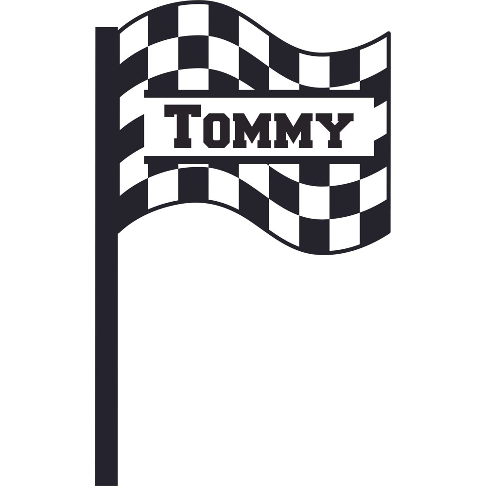 Racecar Racing Car Flag Cartoon Character Personalized Wall Decal
