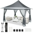 thumbnail image 4 of COBIZI 12'x12' Gazebo Tent Outdoor Pop up Gazebo Canopy Shelter with Mosquito Netting, Dark Gray, 4 of 13