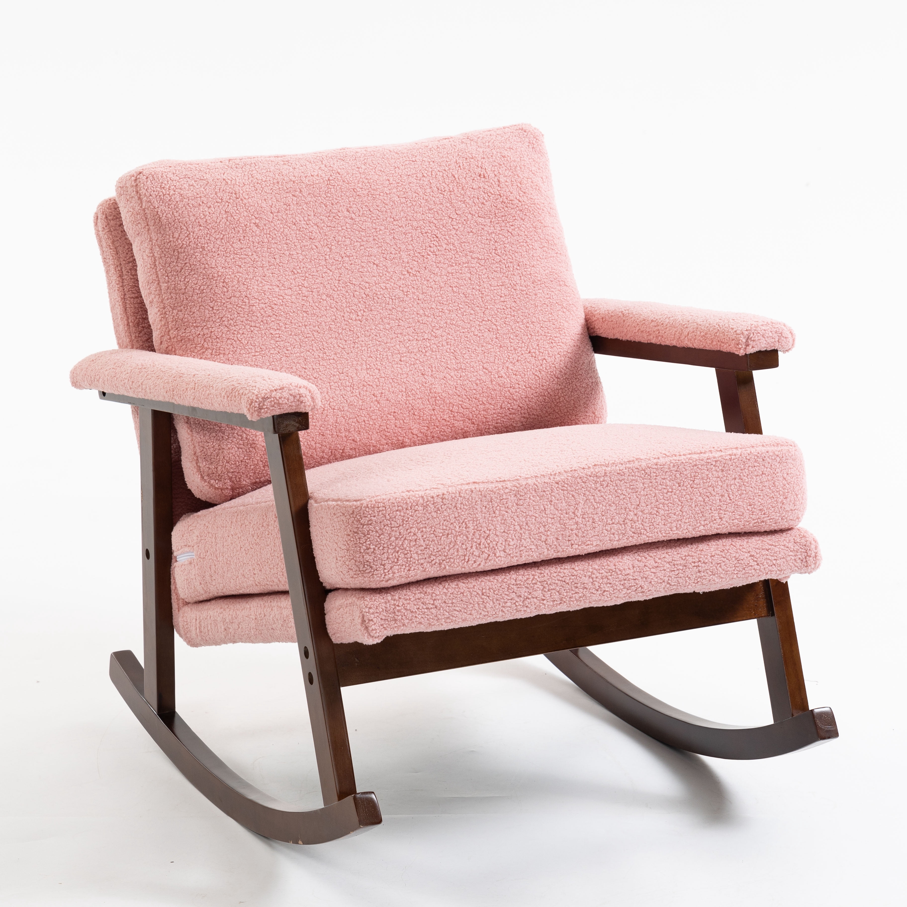 Aukfa Upholstered Accent Rocking Chair with High-Density Foam Cushio for Living Room Bedroom Reading,250 lbs Capacity,Pink