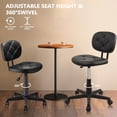 thumbnail image 6 of KLASIKA Swivel Rolling Stool PU Leather with Adjustable Foot Rest Height Adjustable Task Drafting Chair with Back (Black) 1pack, 6 of 8