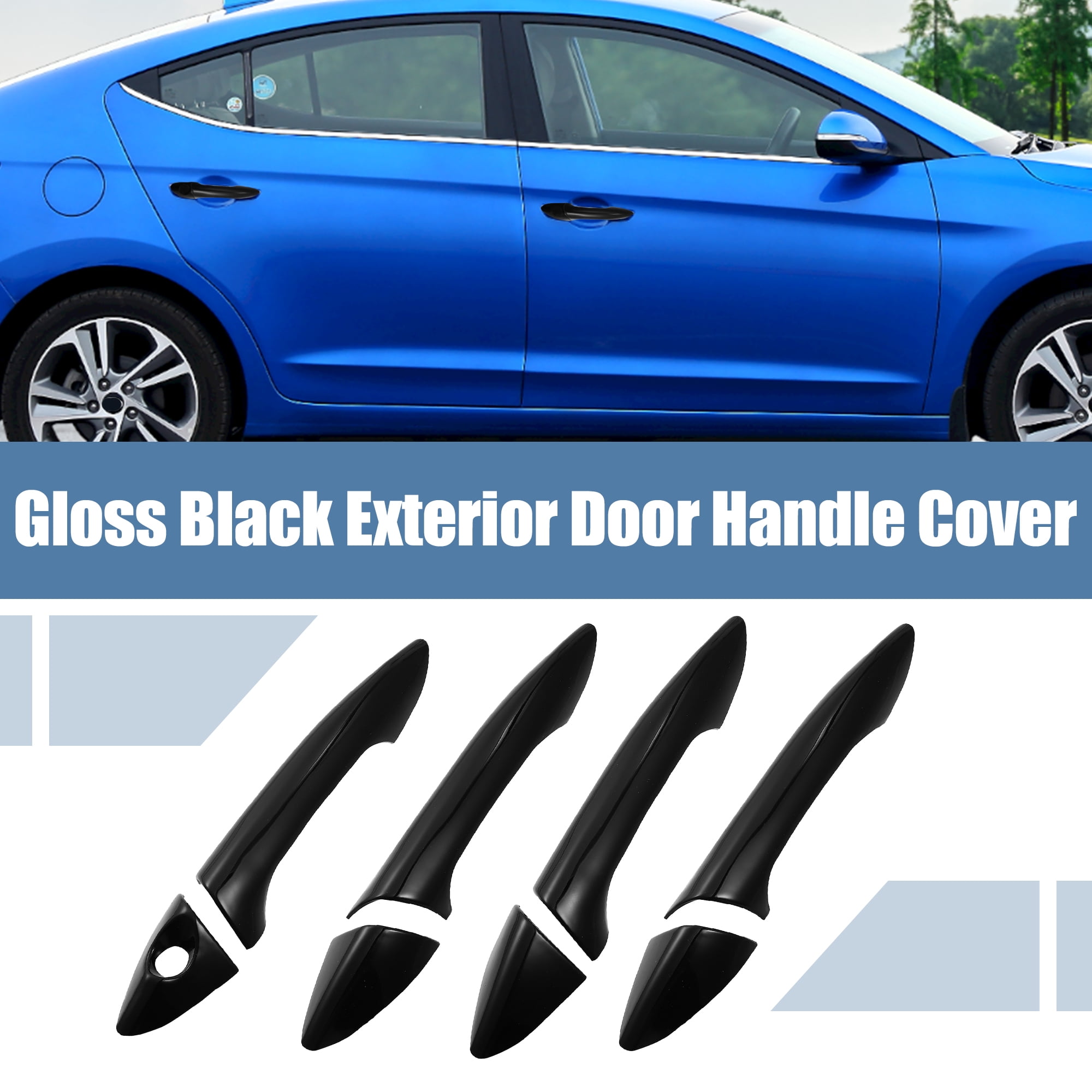 Unique Bargains 8pcs ABS Exterior Door Handle Cover Trim for Hyundai Elantra 2011-2016