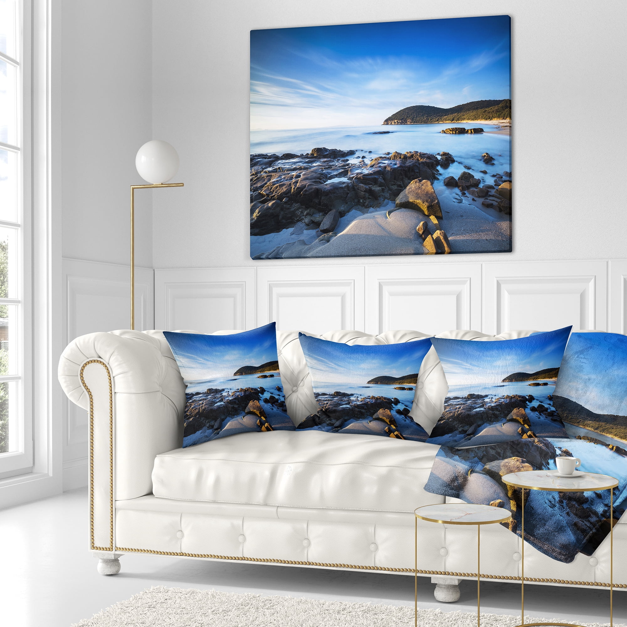 Designart Cala Violina Bay Beach in Maremma - Seashore Throw Pillow - 18x18