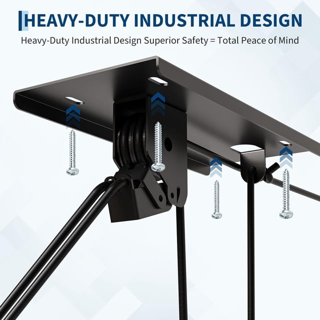 Heavy Duty Garage Ceiling Pulley Storage System for Rooftop Cargo Boxes, Kayaks, Bikes & Ladders – 150 lbs Capacity – Fits 10–14 ft Ceilings – Space-Saving Overhead Rack – 150 lbs, 10-14ft Ceiling,