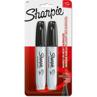Sharpie Permanent Markers, Chisel Tip, Black, 2 Count