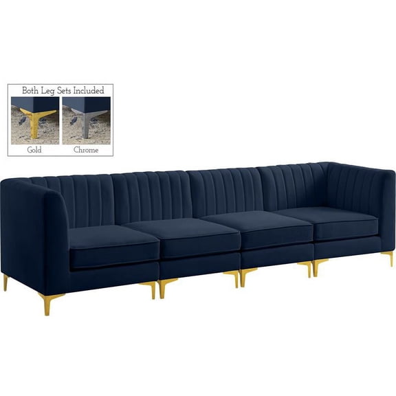 Meridian Furniture Alina Navy Velvet Modular Sofa