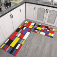 thumbnail image 3 of Blue Geometric` Kitchen Rugs and Mats Sets Of 2,Kitchen Decoration Rugs,Rubber Backing Non-Slip Floor Mat for Sink Washable Waterproof Laundry Room Runner Rugs, 3 of 7