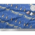 thumbnail image 2 of Soimoi Blue Polyester Crepe Fabric Penguin & Stripe Animal Print Fabric by The Yard 52 Inch Wide, 2 of 3