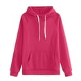 thumbnail image 4 of Dwralegc Sweatsuits Women 2 Piece Outfit Fleece Long Sleeve Hoodies Casual Wide Leg Drawstring Sweatpant Sport Loose Winter Tracksuit with Pockets Hot Pink S, 4 of 6
