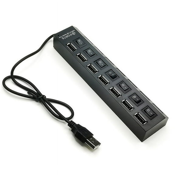 Olilia USB Hub 3.0, 7 Port USB Hub Splitter with Individual On/Off LED Switches, 5Gbps HighSpeed Data USB Extension for Laptop, iMac, USB Flash Drives, Mobile HDD, Printer, Camera and More