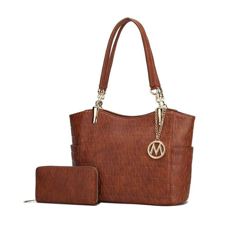 MKF Collection Allison Women s Tote Bag and Wallet Set Vegan Leather Handbag Purse For Travel and Work By Mia K. Mustard