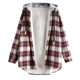 thumbnail image 4 of Puntoco - Chaqueta cálida para mujer, informal, de manga larga, a cuadros, con botones, dobladillo curvo, con capucha Puntoco Puntoco-6056, 4 of 8