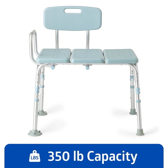 Medline Tub Transfer Bench and Shower Chair with Microban®, 350 lb Weight Capacity, Blue