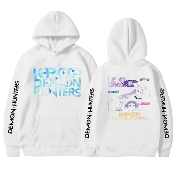 Pop cazadora para niña Demo-n Hunters Unisex Fashion Hooded Sweatshirt Streetwear Soft Comfortable Long Sleeve Hoodie for Daily Wear Spring Fall Winter (White)
