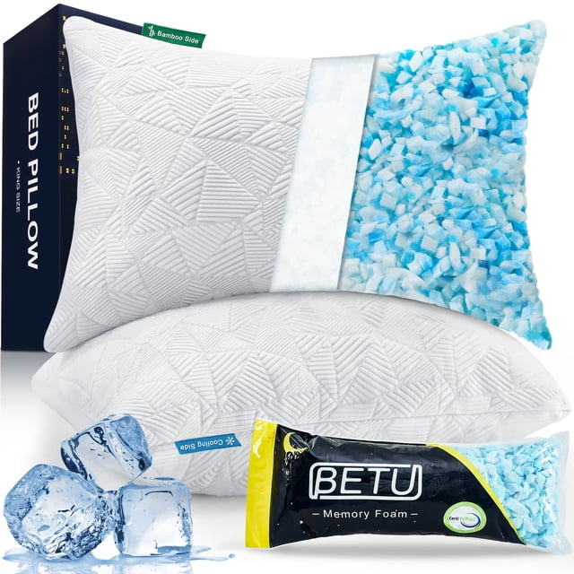 Cooling Pillows BETU, juego de 2 unidades de espuma viscoelástica, tamaño estándar