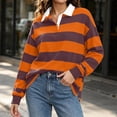thumbnail image 6 of Mifsaly Womens Oversized Sweatshirts Striped Button Down Collared Pullover Tops Fall Winter Fashion Stylish Y2K Street Daily Going Out Lounge Outfits, 6 of 9