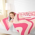 thumbnail image 4 of jejeloiu Geometric Wave Striped Full Size Comforter Sets,Abstract Lines Bedding Comforter Set,Pink Stripes Bedding Sets For Children,Breathable Home Decor Reversible,3pcs, 4 of 8