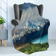 thumbnail image 4 of Landscape Soft Flannel Fleece Throw Blanket, Mount Cook and Pukaki Lake in New Zeland Landmark Scenic Scenery Forest, Cozy Plush for Indoor and Outdoor Use, 50" x 60", Blue White Green, by Ambesonne, 4 of 5